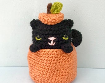 Amigurumi Crochet Gato en Calabaza Patrón Descarga Digital