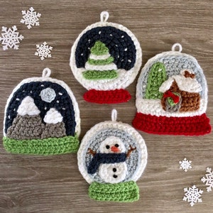 Amigurumi Crochet Snow Globe Christmas Ornament Pattern Set Digital Download image 1