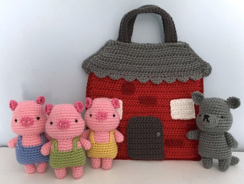 Amigurumi Crochet Three Little Pigs Playset Pattern Digital Download image 2