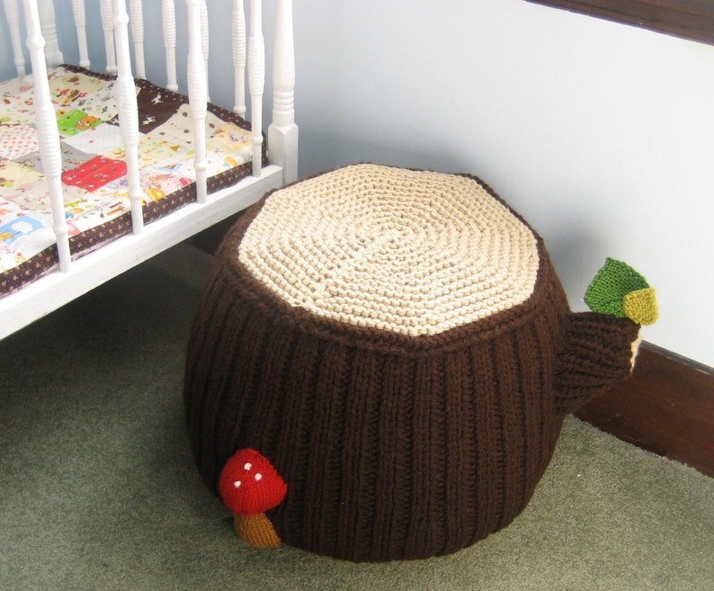 Knit Tree Stump Ottoman Pattern Digital Download image 4