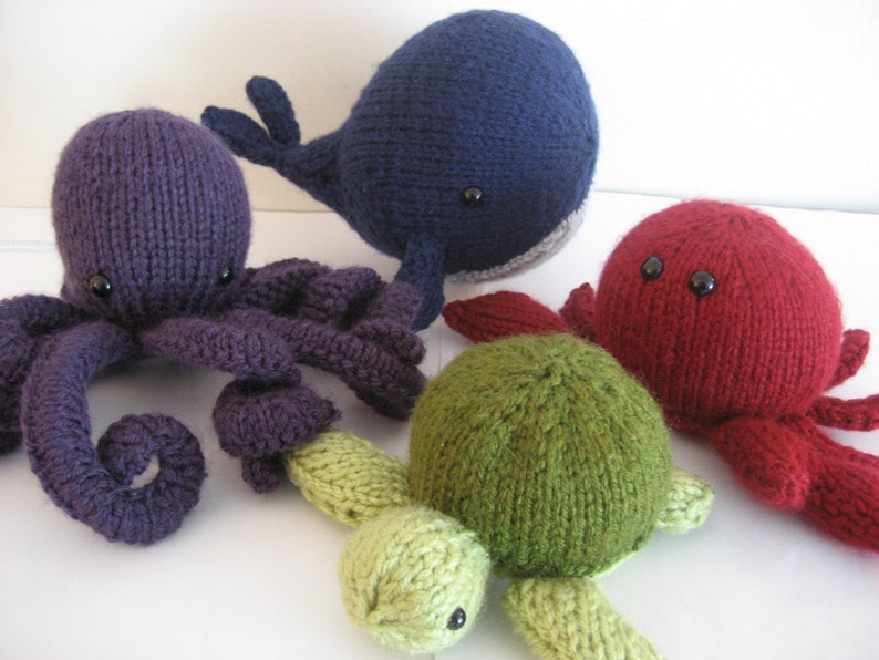 Sale Amigurumi Knit Sea Creatures Pattern Set Digital Download image 1