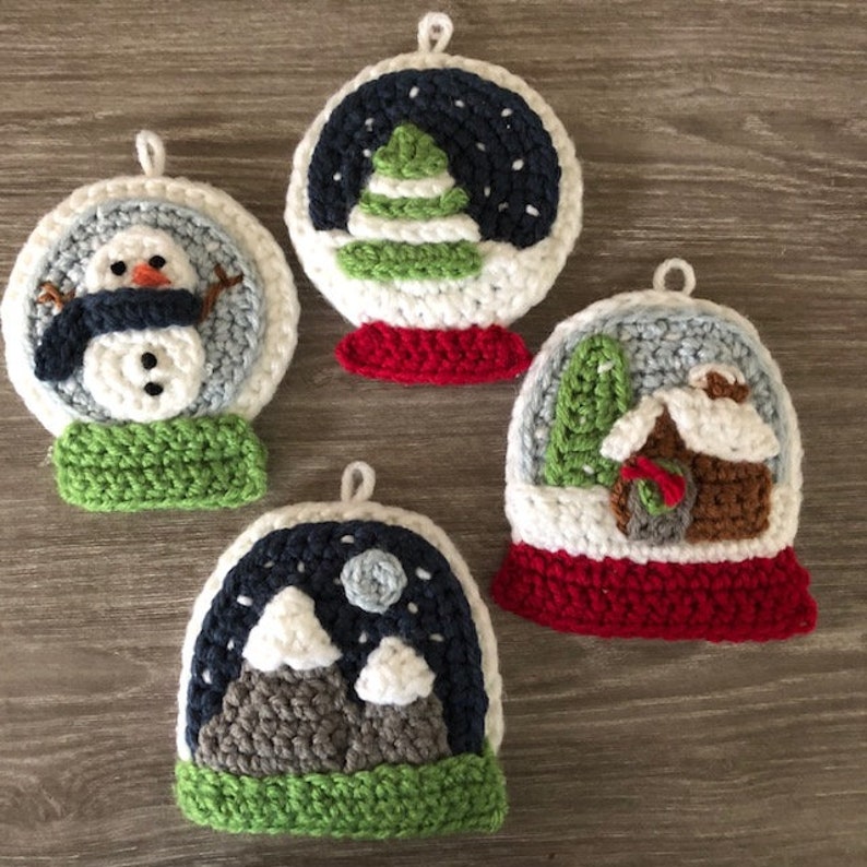 Amigurumi Crochet Snow Globe Christmas Ornament Pattern Set Digital Download image 4