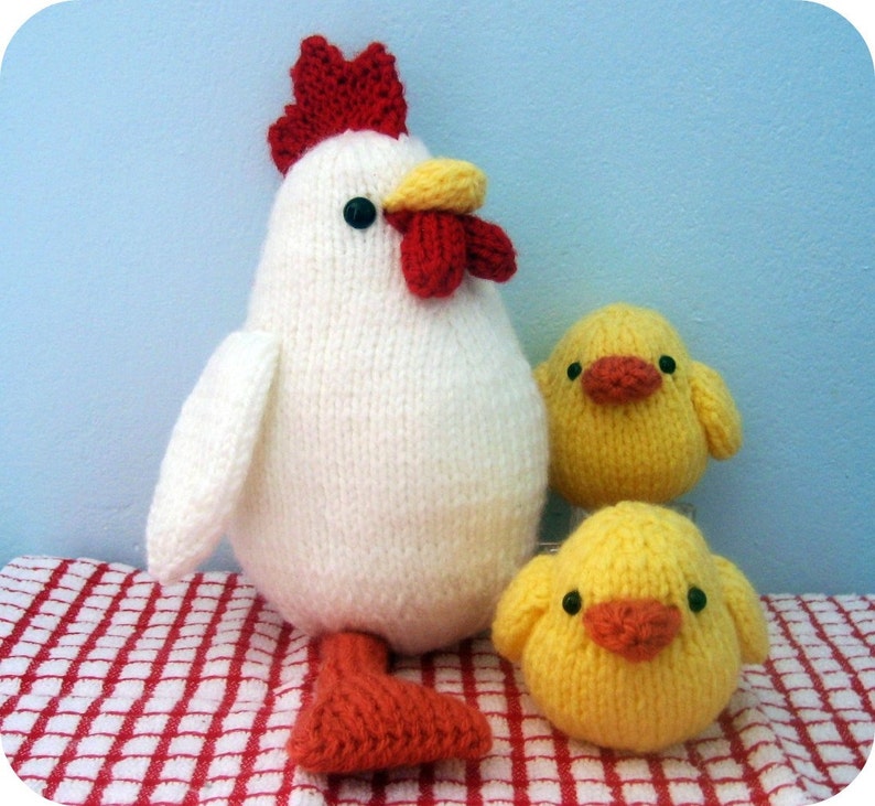 Amigurumi Knit Chicken and Chicks Pattern Set Digital Download image 1