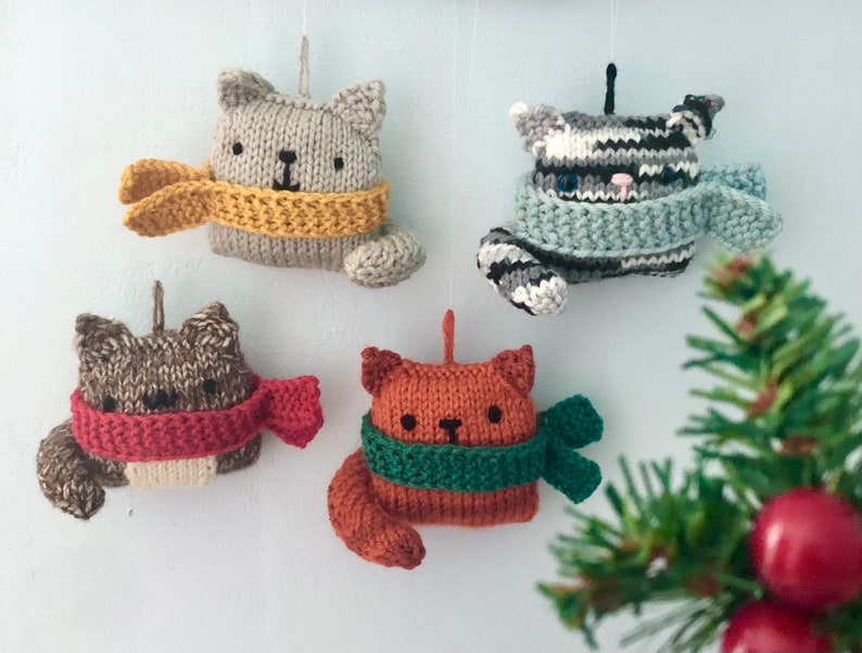 Amigurumi Knit Cat Christmas Ornaments Pattern Digital Download image 2