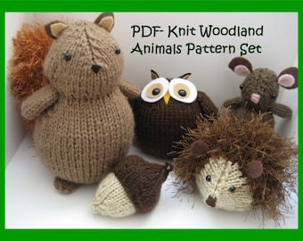 Sale - Amigurumi Knit Woodland Animals Pattern Set Digital Download