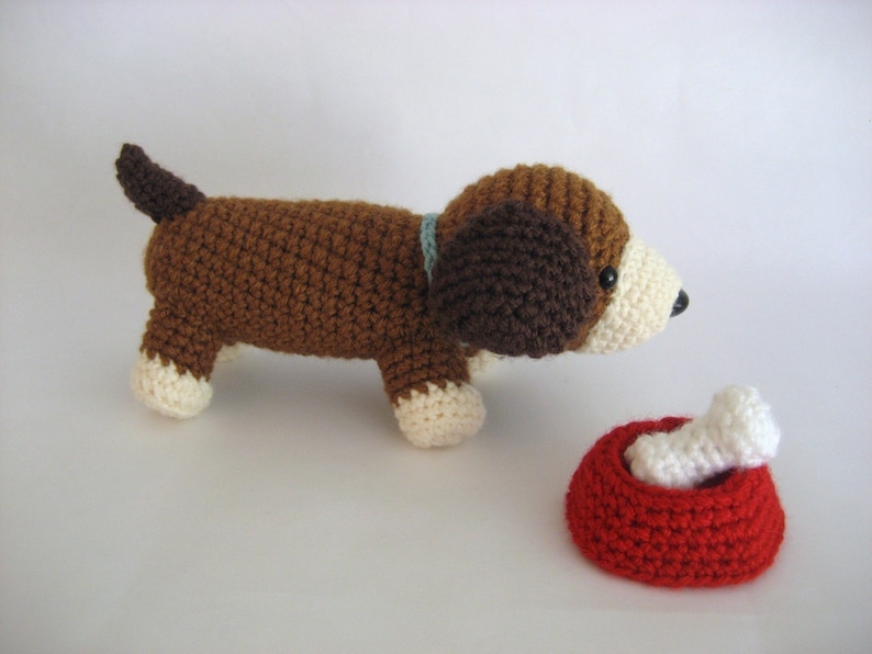 Amigurumi gehaakte puppy speelset patroon digitale download afbeelding 1