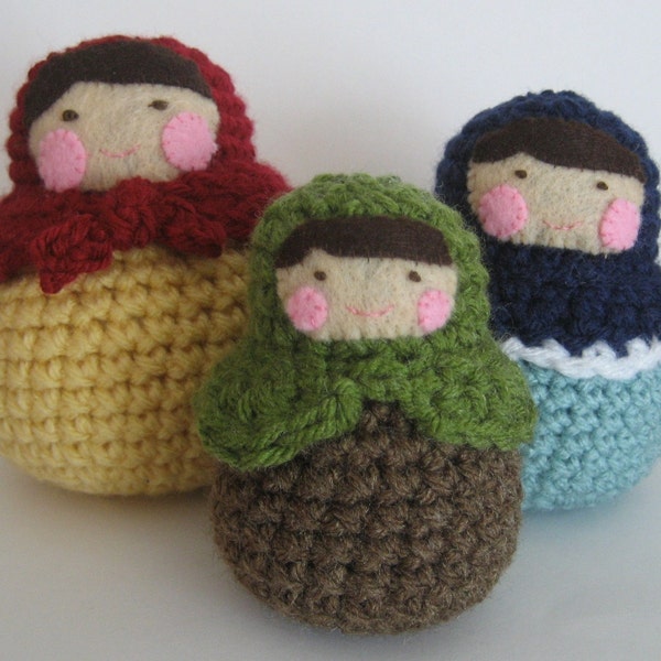 Sale - Amigurumi Crochet Matryoshka Roly-Poly Dolls Pattern Digital Downloads