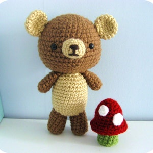 Amigurumi Crochet Bear and Mushroom Pattern Set Digital Download image 1