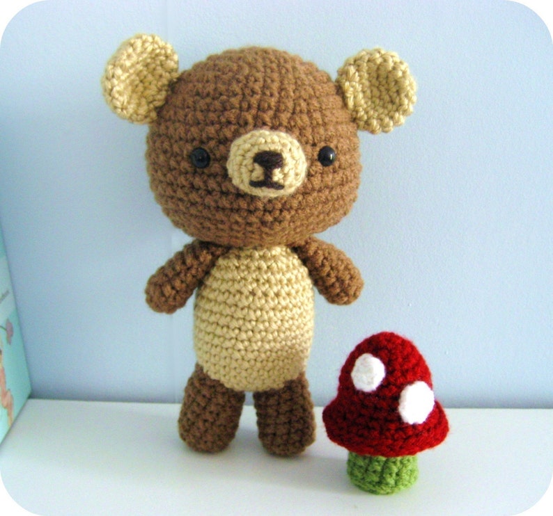 Amigurumi Crochet Bear and Mushroom Pattern Set Digital Download image 1