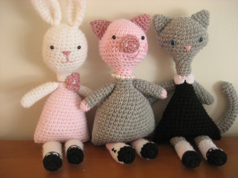 Sale Amigurumi Crochet Little Animal Girls Pattern Set Digital Download image 4