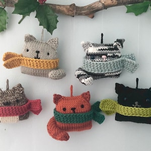Amigurumi Knit Cat Christmas  Ornaments Pattern Digital Download