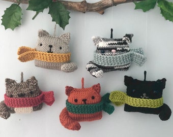 Amigurumi Knit Cat Christmas  Ornaments Pattern Digital Download