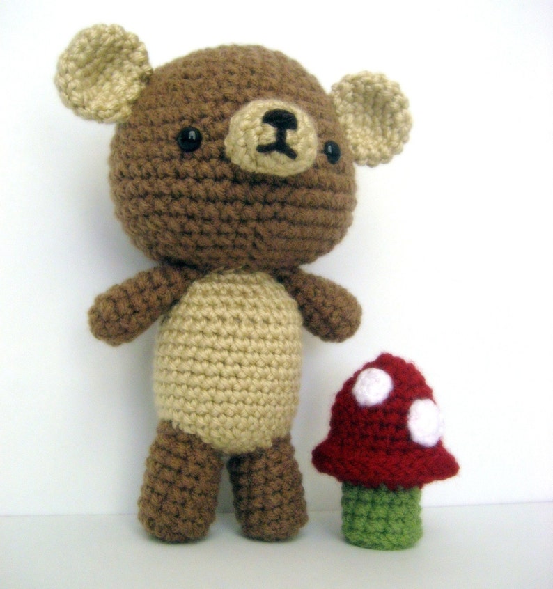 Amigurumi Crochet Bear and Mushroom Pattern Set Digital Download image 2