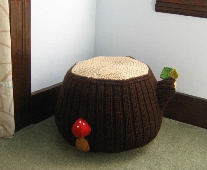 Knit Tree Stump Ottoman Pattern Digital Download image 5