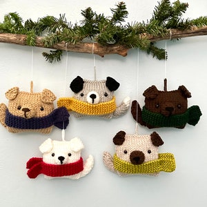 Amigurumi Knit Puppy Christmas Ornaments Pattern Digital Download