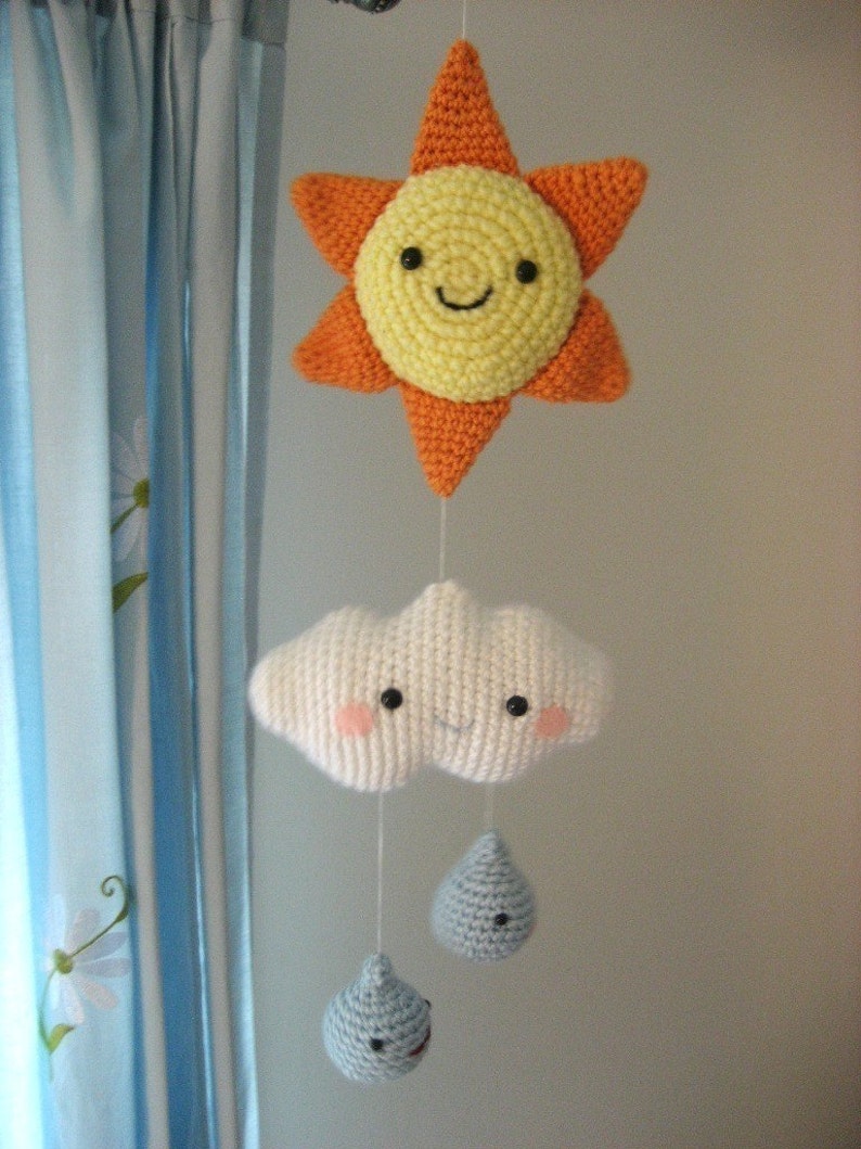 Amigurumi Crochet Happy Weather Mobile Pattern Digital Download image 1