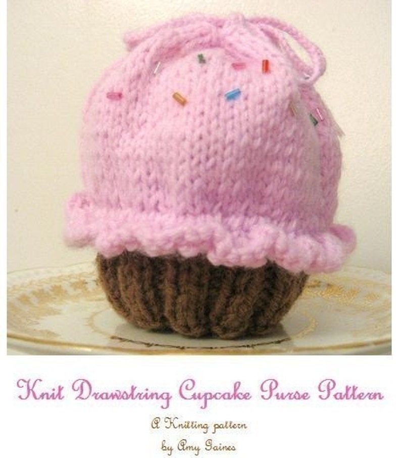 Sale Amigurumi Knit Little Cupcake Purse Pattern Digital Download image 2