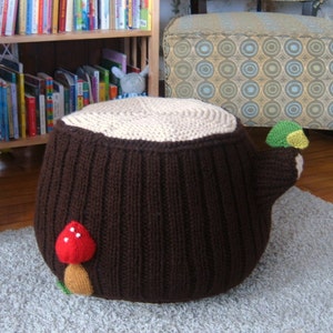 Knit Tree Stump Ottoman Pattern Digital Download image 2