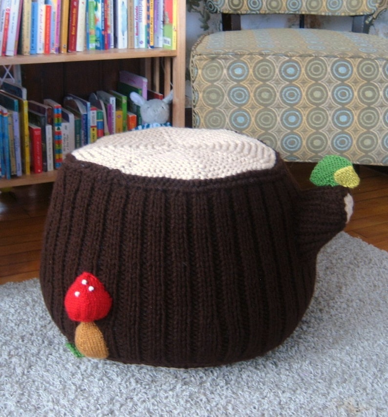 Knit Tree Stump Ottoman Pattern Digital Download image 2