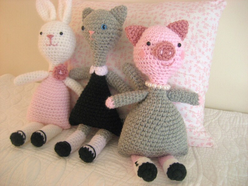 Sale Amigurumi Crochet Little Animal Girls Pattern Set Digital Download image 2