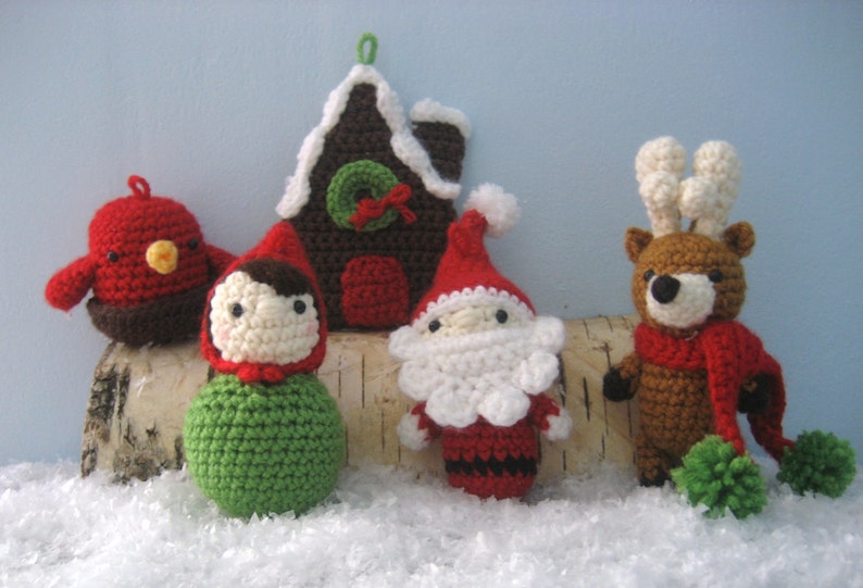 Amigurumi Crochet Woodland Christmas Ornament Pattern Set Digital Download image 4