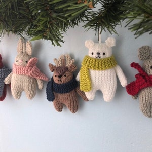 Amigurumi Knit Christmas Winter Animals Ornament Pattern Set Digital Download image 9