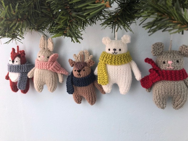 Amigurumi Knit Christmas Winter Animals Ornament Pattern Set Digital Download image 9