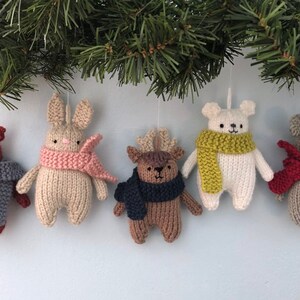 Amigurumi Knit Christmas Winter Animals Ornament Pattern Set Digital Download image 2