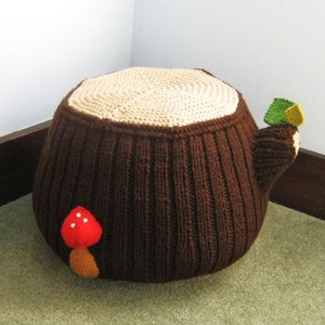 Knit Tree Stump Ottoman Pattern Digital Download