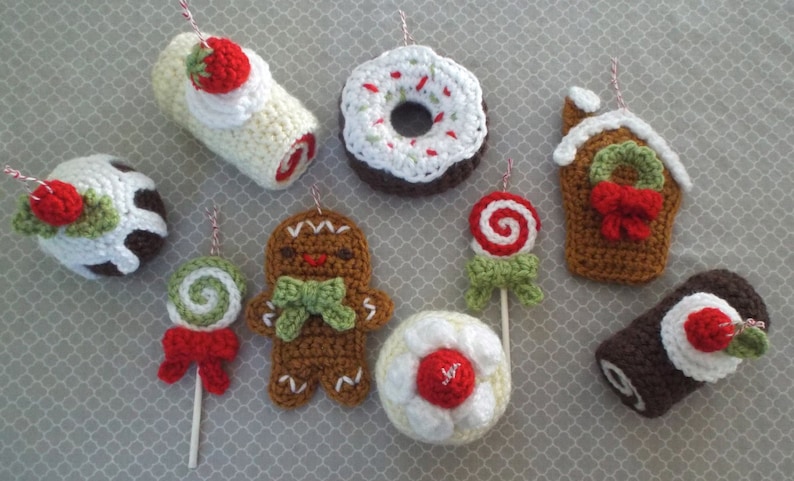 Amigurumi Crochet Christmas Sweets Ornament Pattern Set Digital Download image 2