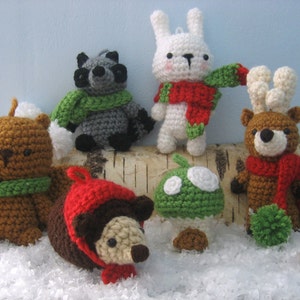 Amigurumi Crochet Woodland Christmas Ornament Pattern Set Digital Download image 2