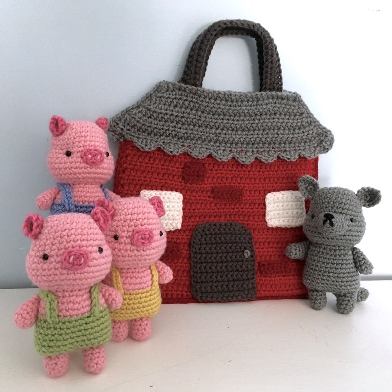 Amigurumi Crochet Three Little Pigs Playset Pattern Digital Download image 4