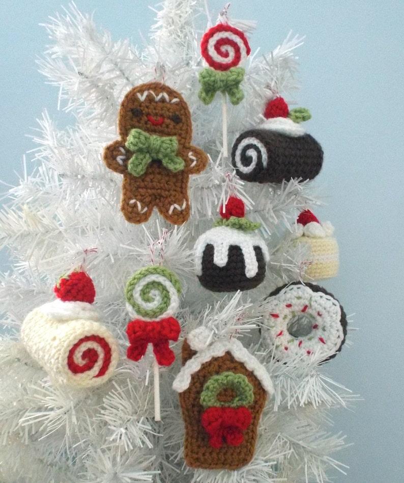 Amigurumi Crochet Christmas Sweets Ornament Pattern Set Digital Download image 1