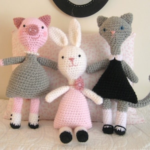 Sale Amigurumi Crochet Little Animal Girls Pattern Set Digital Download image 1