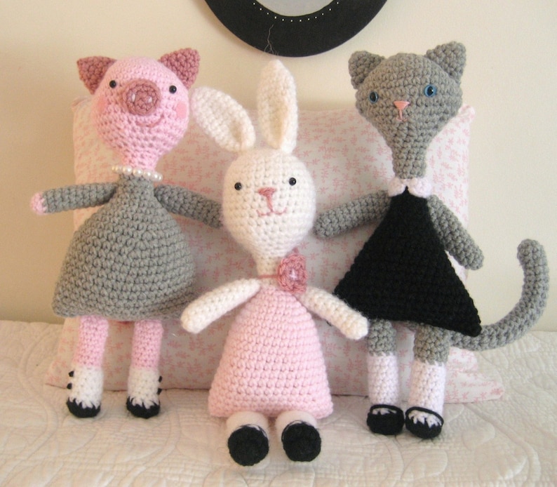 Sale Amigurumi Crochet Little Animal Girls Pattern Set Digital Download image 1