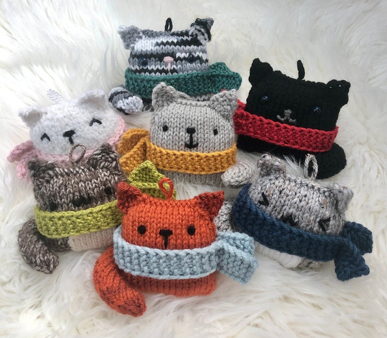 Amigurumi Knit Cat Christmas Ornaments Pattern Digital Download image 4