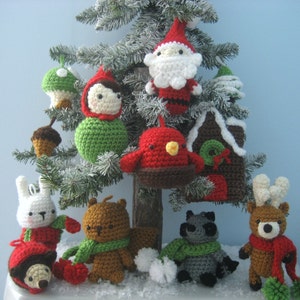 Amigurumi Crochet Woodland Christmas Ornament Pattern Set Digital Download image 5