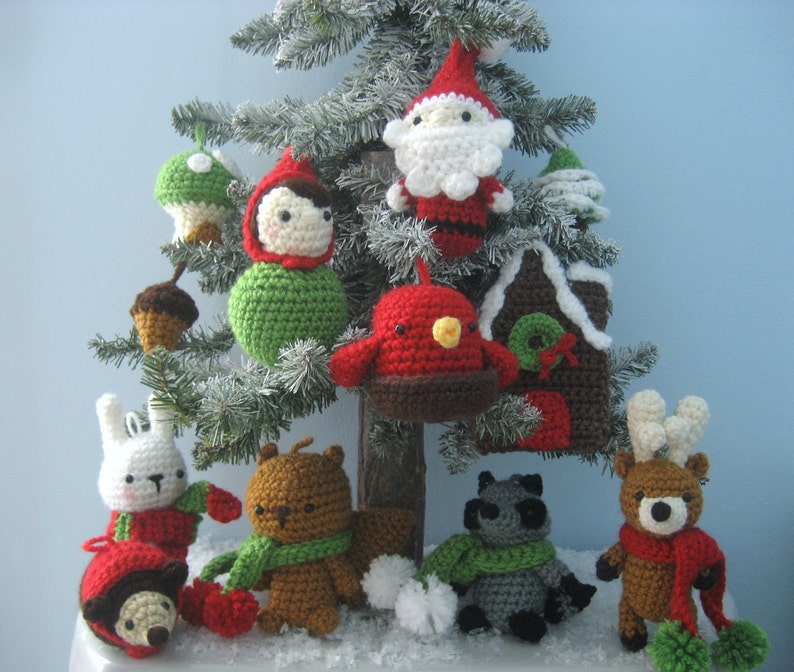 Amigurumi Crochet Woodland Christmas Ornament Pattern Set Digital Download image 5