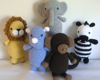 Amigurumi Crochet Safari Animals Pattern Set Digital Download