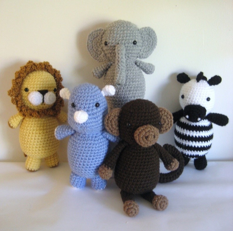 Amigurumi Crochet Safari Animals Pattern Set Digital Download image 1