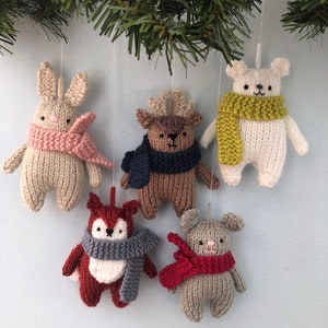 Amigurumi Knit Christmas Winter Animals Ornament Pattern Set Digital Download image 10