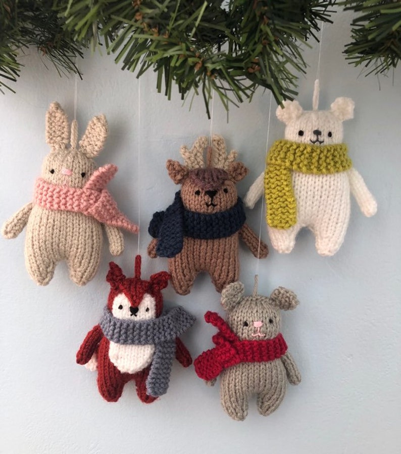 Amigurumi Knit Christmas Winter Animals Ornament Pattern Set Digital Download image 10