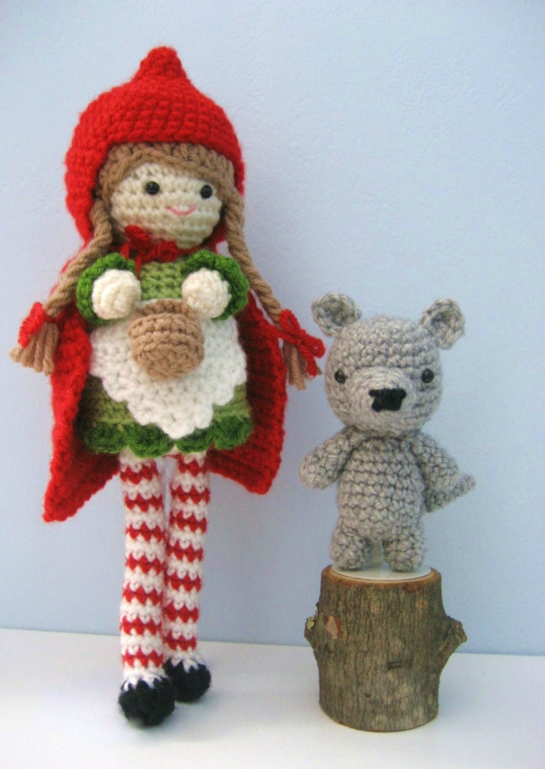 Amigurumi Crochet Little Red Riding Hood and Wolf Pattern Digital Download image 1