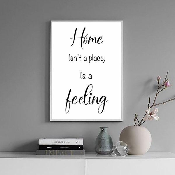 Digital design, home isn’t a place, is a feeling, Family Wall Decor, Family Quote, Family Prints, Home Signs, Home Wall Decor