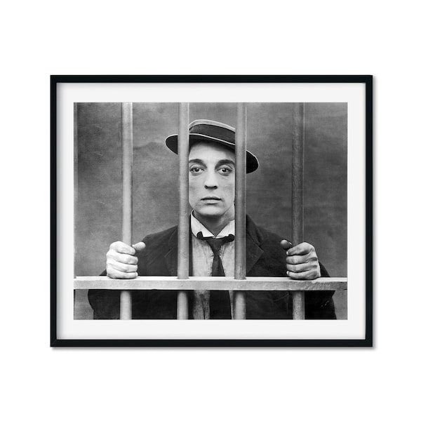 Buster Keaton Black And White Photo Retro Art Print, Old Hollywood Posters, Home Movie Room Decor Print, Movie Poster, High Quality Print