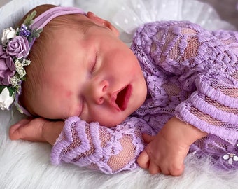 painted realistic hair reborn baby doll, Miranda has Heartbeat