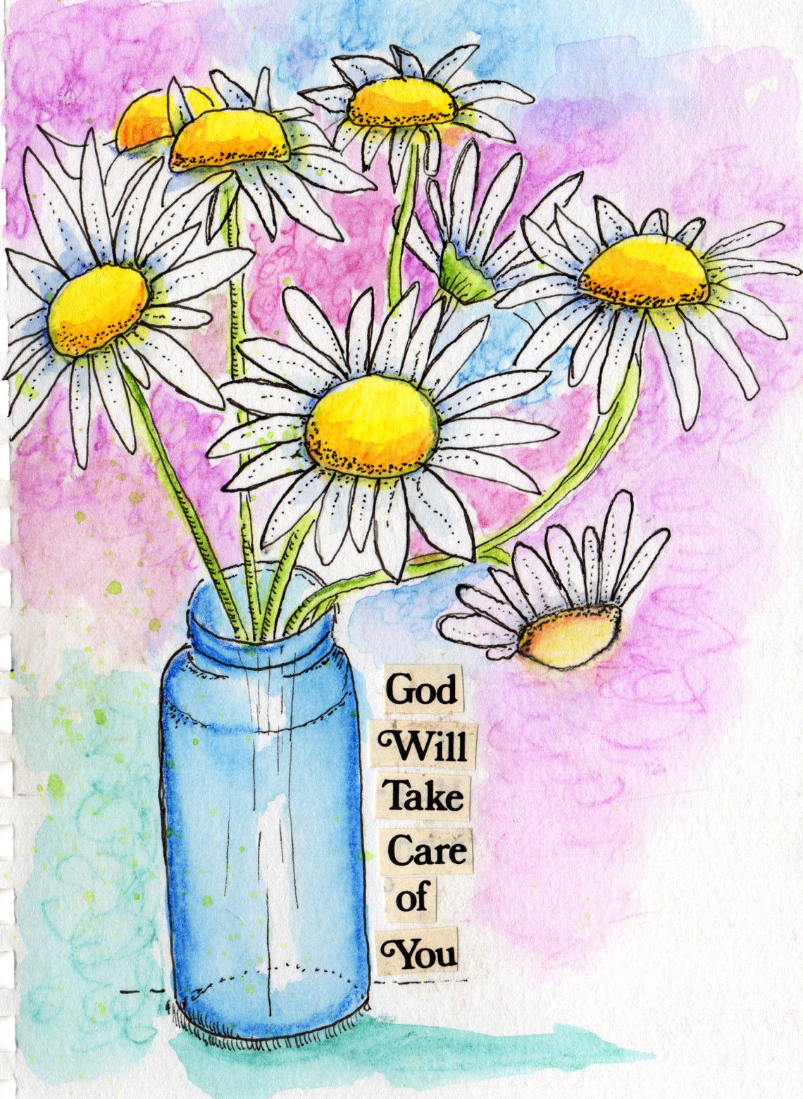 Daisies Flowers Bible Verse Mixed Media Art PRINT 8x10 Wall Etsy