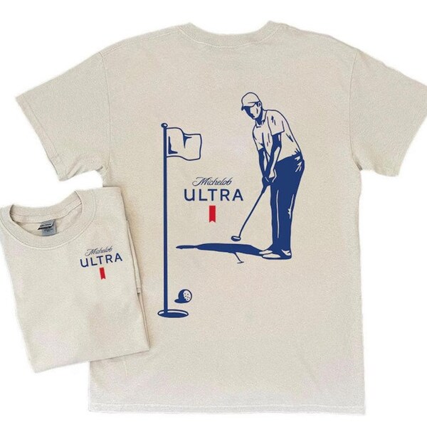 T-shirt de golf Michelob Ultra imprimé sur le devant et le dos S-5XL, T-shirt à bière cadeau pour joueur de golf Michelob ULTRA, T-shirt à bière de golf Michelob ULTRA