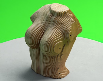 Parametric Wooden Woman Torso Sculpture, CNC Drawing Model (dxf, dwg, pdf)