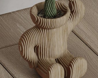 Modelo de dibujo CNC de maceta de hombre - Escultura de jarrón de torso (Descarga digital)